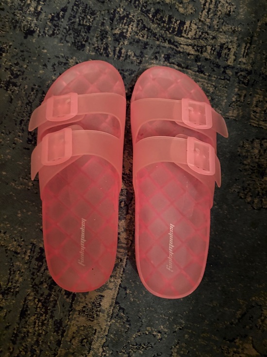 jellies Shoes - Women's Pink Double-Buckle Slide Sandals